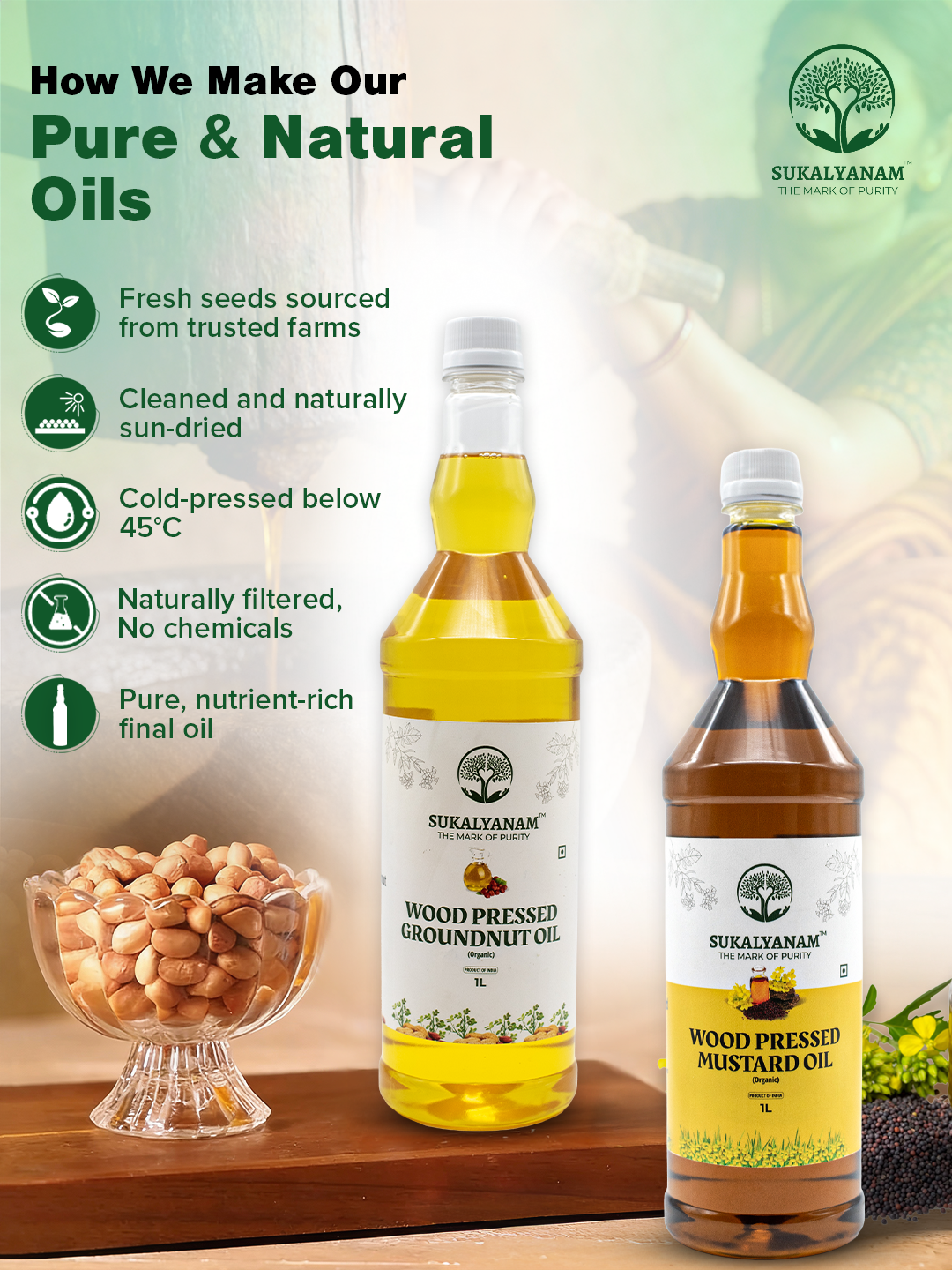 How Sukalyanam Makes Pure & Natural Oils – From Farm to Bottle